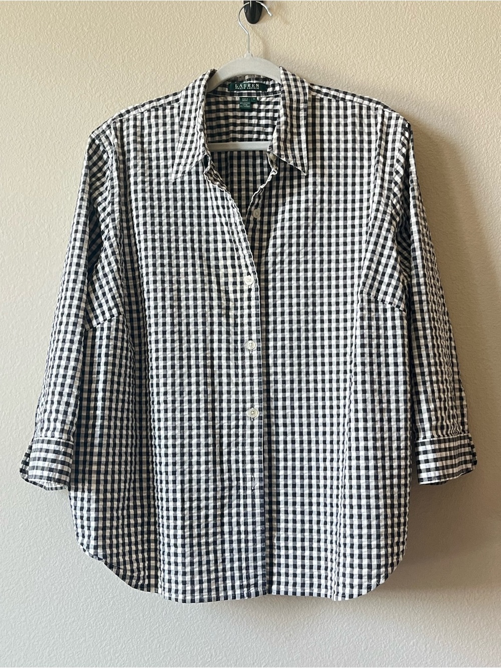 Ralph Lauren Black and White Gingham Button-Down Shirt